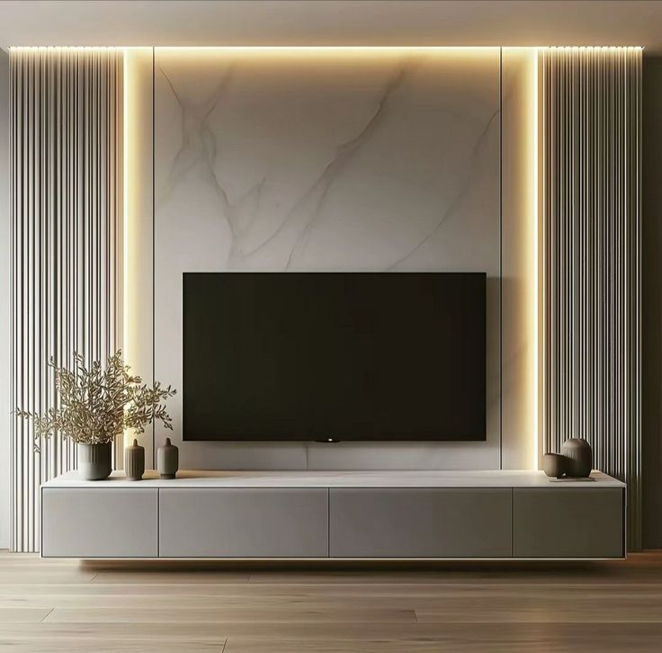 "Elegant Entertainment Hub: A Modern TV Unit Design
