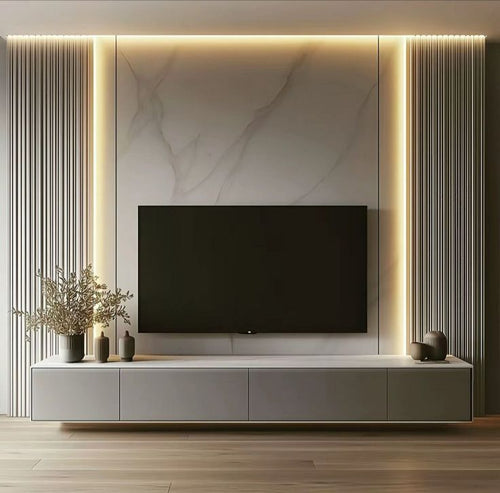 "Elegant Entertainment Hub: A Modern TV Unit Design