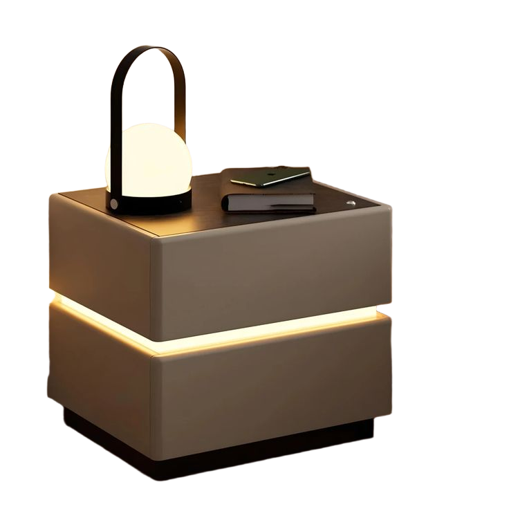 Modern Nightstand with Built-in LED Lighting and Sleek Design