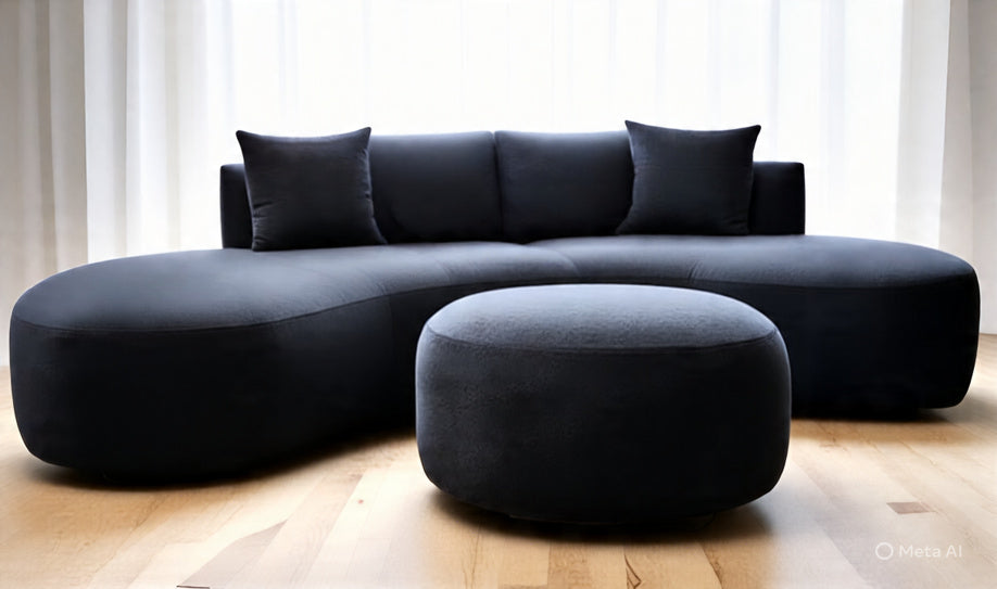 Cozy Modern Curved Sofa with Matching Ottoman