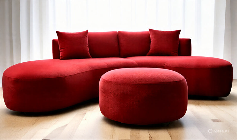 Cozy Modern Curved Sofa with Matching Ottoman