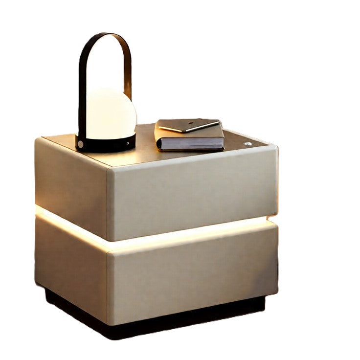 Modern Nightstand with Built-in LED Lighting and Sleek Design