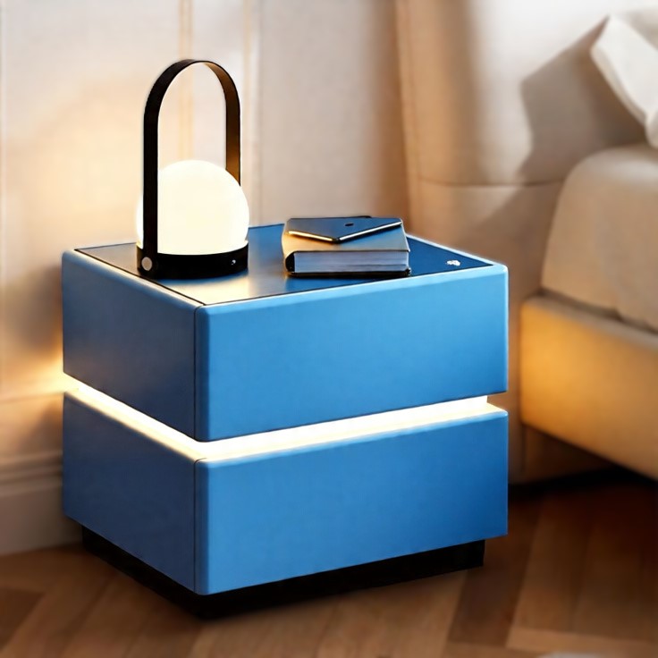 Modern Nightstand with Built-in LED Lighting and Sleek Design